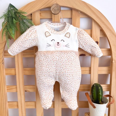 Macacão Malha Trape Zape - Oncinha - Off White e Rose com Areia